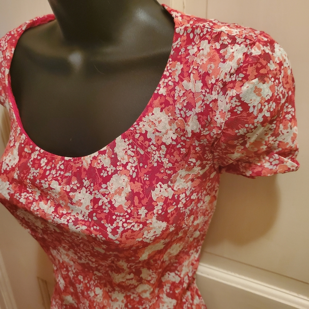 Jones of New York Rayon Dress Red Floral Large - Picture 2 of 5